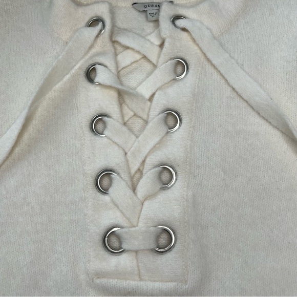 GUESS Alena Lace-up Pullover White Sweater Top Women's Size XS - Picture 9 of 16